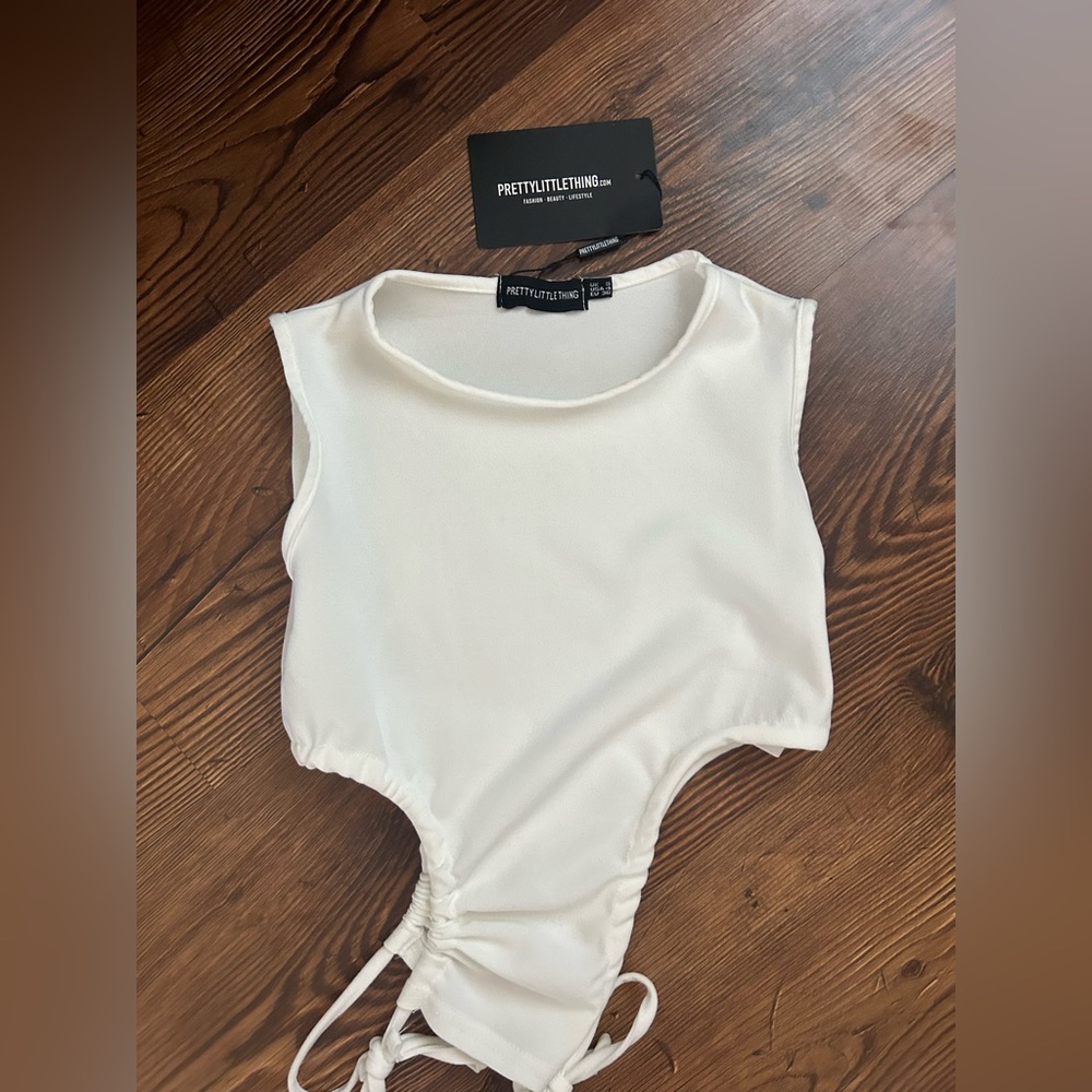 White pretty little thing top. Ties on the side